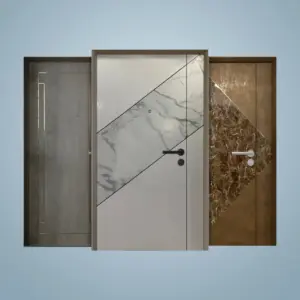 Stainless Steel Strip Design Full Solid Laminate Main Door