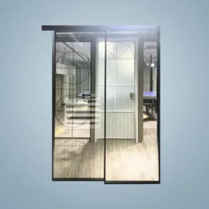 Slim Frame Sliding Door With Tempered Glass Design